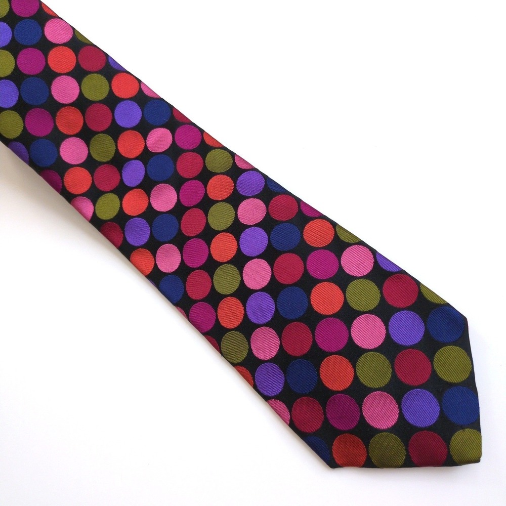 Duchamp London Circles Silk Tie Multicolor Pink Purple Silk Colorful England